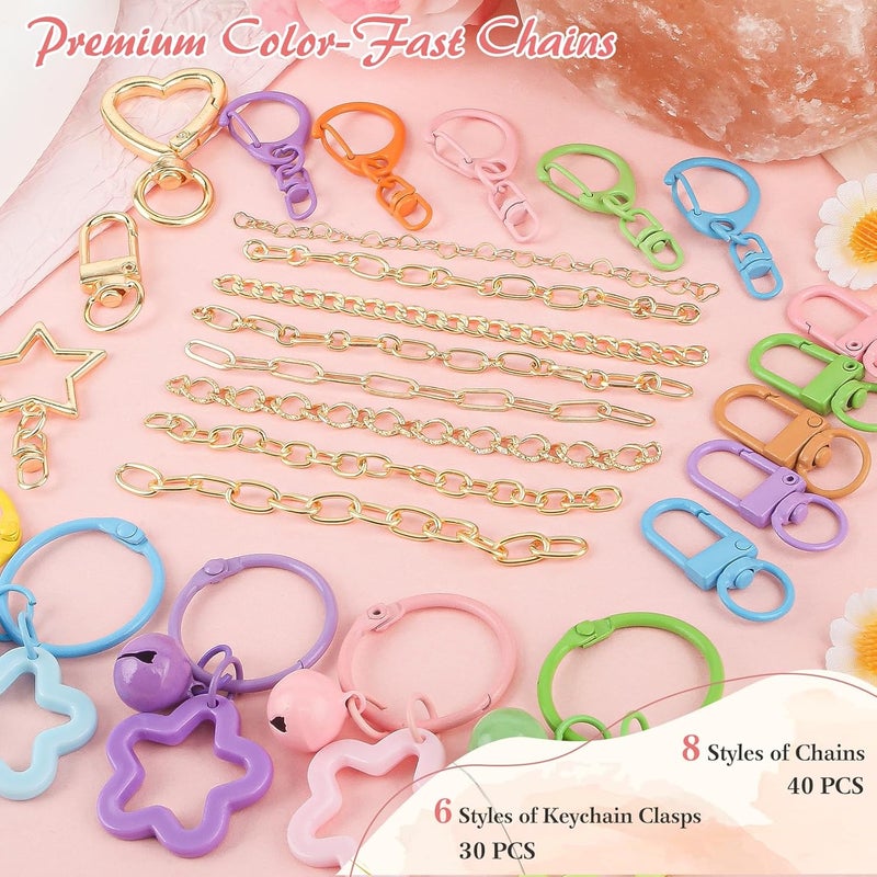 Ecoofor 501 Pcs Keychain Making Kit — Includes 30 Keychain Clips, 40 Extender Chains, 178 Charms, Beading Accessories, Jewelry Pliers — DIY Bag Charms & Jewelry Craft Kit Supplies - Image 2